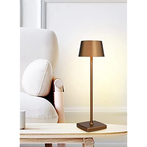 Cordless Table Lamps Rechargeable, 5200mAh Battery Operated Table Lamp, IP54 Waterproof Outdoor Table Lamp, for Indoor Outdoor Restaurant Buffet Bar Coffee Shop, Brown Cover