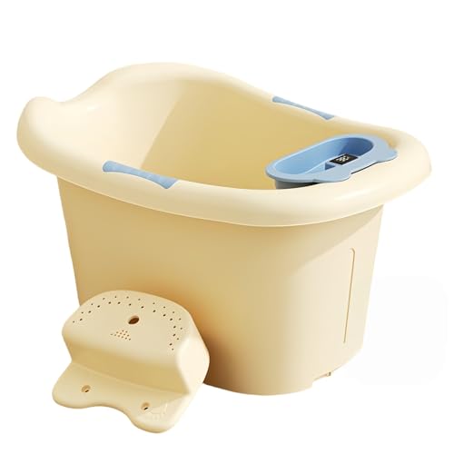 簡易バスタブ ポータブル浴槽 一人用風呂 | コンパクト設計・軽量1.6kg | 自宅用水風呂・アイスバス・快適入浴 | 温度表示付き・簡単排水 | 【省スペースで持ち運び便利】 ((55.5*43*38.5CM),ブルー)