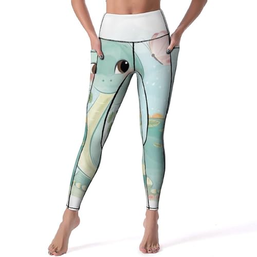 Leggings fitness gym jogging motif dinosaure mignon pantalon yoga taille haute S