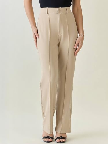 Image of KOTTY Women's Formal Wear Pant Combo Pack of 2 High Waist Straight Fit Office Wears Trousers For Women