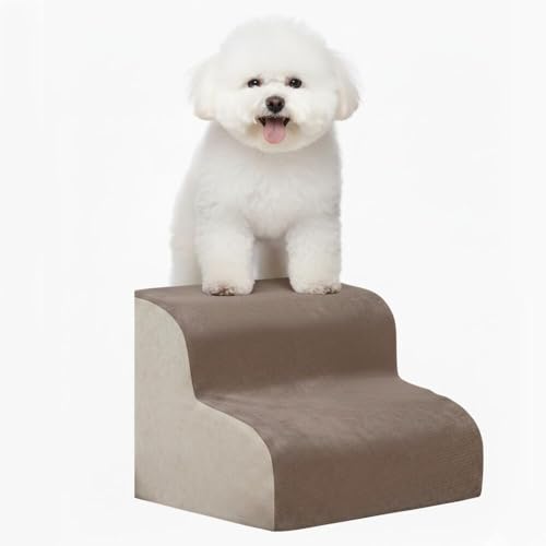 Lifetips ビション・フリーゼ(Bichon Frise) ペットステップ 階段 スロープ 室内用 犬 猫 小型犬 シニア犬 高齢犬 介護 段差解消 滑り止め 多機能 収納付き ハウス 洗えるカバー ソファ ベッド用 2段 3段 ゆるやか 昇降台 踏