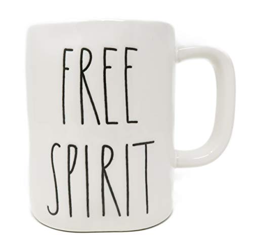 Rae Dunn FREE SPIRIT in large letters LL Coffee Tea Soup Mug Cup.