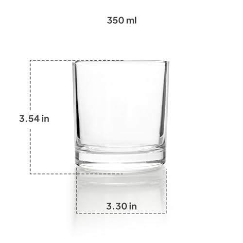 Image of CELLO Liberty DR Whiskey Rocks Glass Set of 6 Pcs, 350 ml Transparent | Leadfree Freezer & Dishwasher Safe Toughened Glass Set for Bar, Liquor, Whiskey, Cocktail, Mocktail, Mojito & Cold Beverages