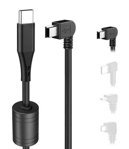 Gonofeto Dash Cam Charger Cable,(3Ft 18AWG) USB C to Mini USB Charging Cable for Garmin Nuvi,Dezl,Drivesmart 65,Zumo XT,90 Degree GPS Dashcam Replacement Power Cord,Mirror Camera Power Adapter Wire