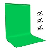 PULUZ グリーンバック 1×2m 背景布 緑 グリーンスクリーン 袋縫い クロマキー グリーンバック 撮影用バックペーパー green screen 厚手ポリエステル綿素材 洗濯可能 3つ強力クリップ付き オンライン会議zoom用/クロマキー合成/バーチャル背景/リモート背景/全身写真用 (1x2m)