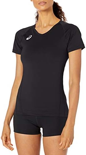 ASICS Spin Serve Volleyball Jersey Short Sleeve, Team Black, Large