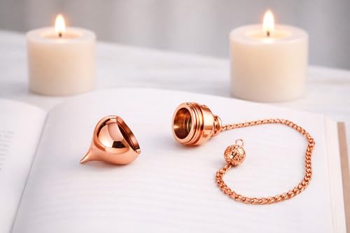 Image of Whirligig Design Openable Copper Pendulum for Reiki Healing, Dowsing & Chakra Balancing - Divination & Meditation Tool for Energy Cleansing