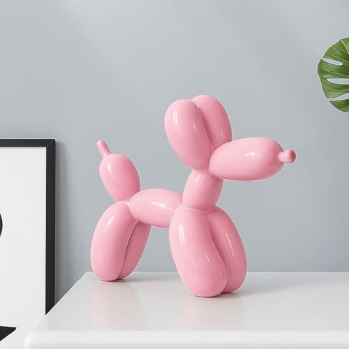 Estatua de perro globo de resina rosa para decoración