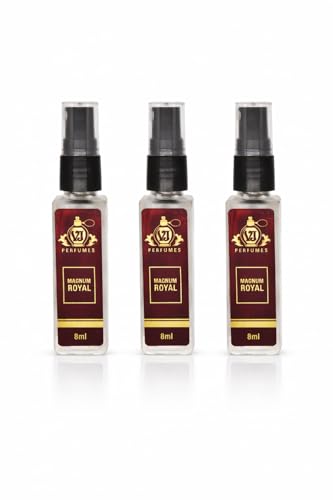 VJ Perfumes Magnum Royal 8ml eau de parfum Premium Long Lasting Luxury Perfume Scent for All Occasions, Travel Friendly Mini unisex Perfume pack of 3