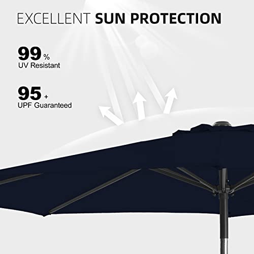 Wikiwiki 9 Ft Patio Umbrellas Outdoor Table Market Umbrella With Push Button Tilt/Crank,8 Sturdy Ribs, Fade Resistant Waterproof Polyester Dty Canopy For Garden, Lawn, Deck, Backyard & Pool #TOP3