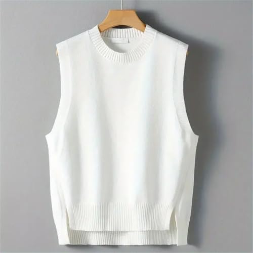 Men’S Casual Loose Fit O-Neck Knitted Sweater Vest Korean Popular Style Fashion Sleeveless Solid Color Waistcoat3