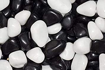 Stone Natural River Pebbles for Indoor Outdoor Garden & Aquarium Decoration (Black&White, 450gm)