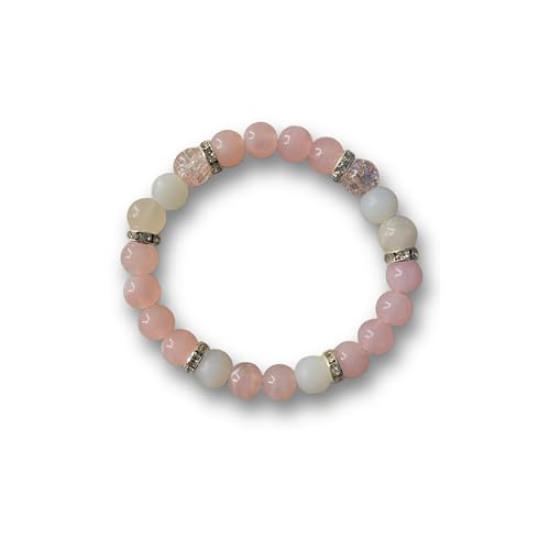 Rose Quartz Love 8mm Round Beaded Crystal Stretch Bracelet, Natural Healing Gemstone, Handmade Chakra, Gift for Love and Heart energy
