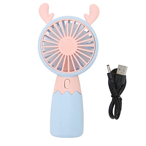 plplaaoo Ventilador de mano Mini ventilador portátil Ventilador de mano Estilo de oreja de ciervo Carga USB Batería de 300 mAh Diseño ergonómico para el hogar Viajes Oficina Material ABS (rosa azul)