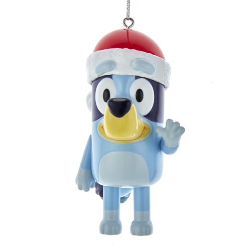 Bluey with Santa Hat Blow Mold Christmas Ornament 3.3 Inch – Official Bluey Holiday Tree Decoration | Kids Christmas Ornament, Collectible Gift, Durable Plastic Holiday Décor Keepsake