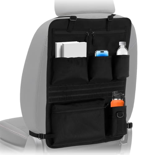 Gatphy Protezione per schienale e organizer per auto con tracolla fibbia schienale del sedile anteriore, spazio per computer portatili, telefoni cellulari, libri, bottiglie d'acqua, giocattoli, snack