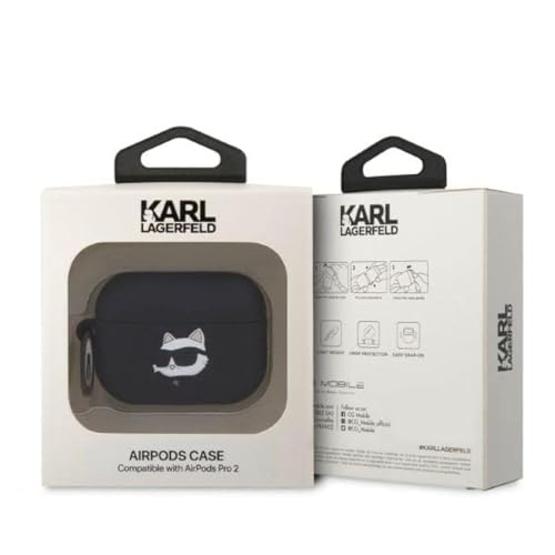 Karl Lagerfeld Silicone NFT Choupette Head 3D Coque AirPods Pro 2, Noir