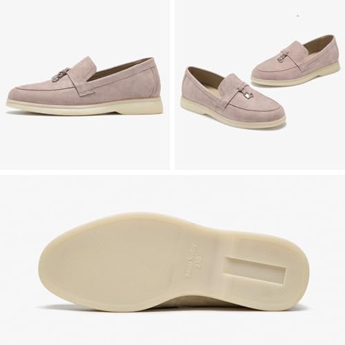 Image of BEAU TODAY Suede Loafers Flats for Women, Women's Slip On Penny Loafers, Leather Driving Comfortable Dress Ladies Loafers Casual Office Work Shoes