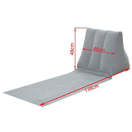 Pair of Inflatable Outdoor Sun Bath Beach Mat Pillows Flocking Beach Chairs with Backrest Inflatable Lounger for Portable Travel Camping (Grey) - Image 3