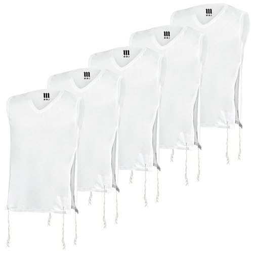Pack of Tzitzit T Shirt V Neck, Kosher Chabad Tzitzis Judaica 100% Cotton Tallit Katan Men Boys Undershirt for Camp School