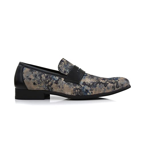 Image of Ferro Aldo Men's Classic Penny Loafers & Slip-On Dress Shoes | Woven, Floral, and Plaid Styles |