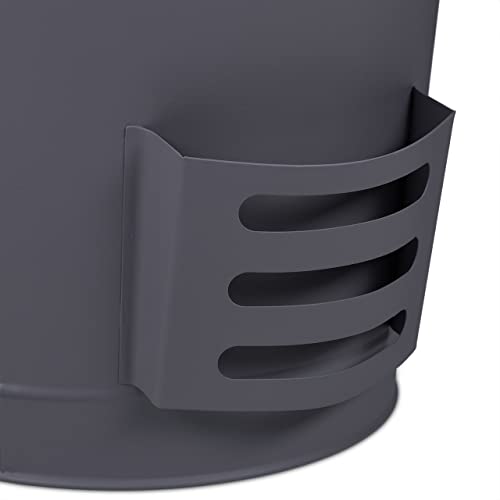 Foto von Relaxdays Ascheeimer mit Deckel & Schaufel, Stahl, Holzgriff, 19 Liter, Kaminzubehör, Aschekübel mit Henkel, grau