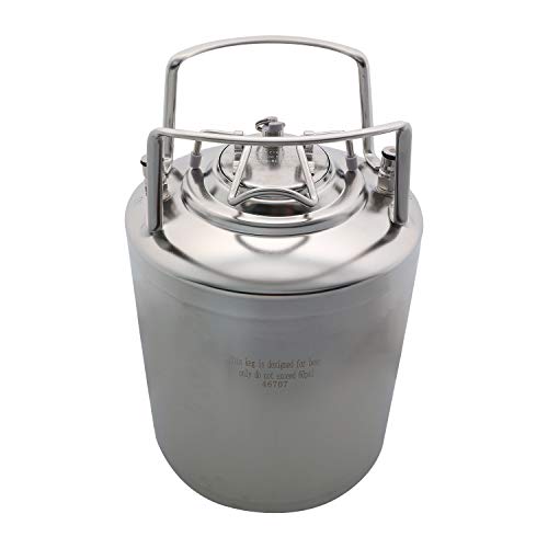 CRBrewBeer 304 Stainless Steel 2.65 Gallon Mini Ball Lock Keg,Beer barrel with ball lock post System For HomeBrewing Beer Brewing,Strap Handle(10L(2.65 Gallon))