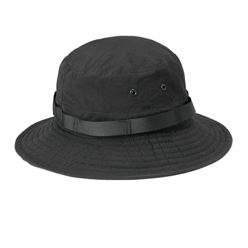Amazon Essentials Mens Washed Nylon Outdoor Wide Brim Sun Bucket Hat Black Small-Medium