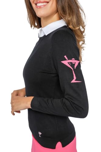 GOLFTINI Women’s Martini Crewneck Sweater - Lightweight Stretch Pullover with Logo – Ideal for Golf, Tennis & Everyday Wear