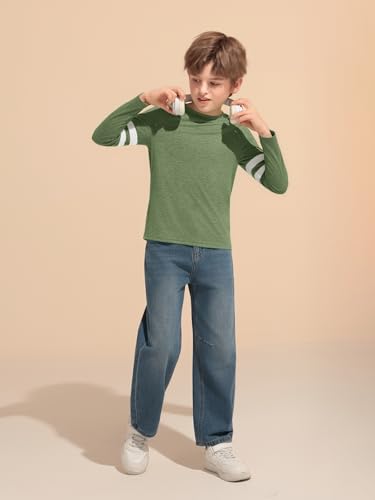 Image of Haloumoning Boys Long Sleeve Shirts Kids Crewneck T Shirts Casual Striped Tops Tees 5-14 Years