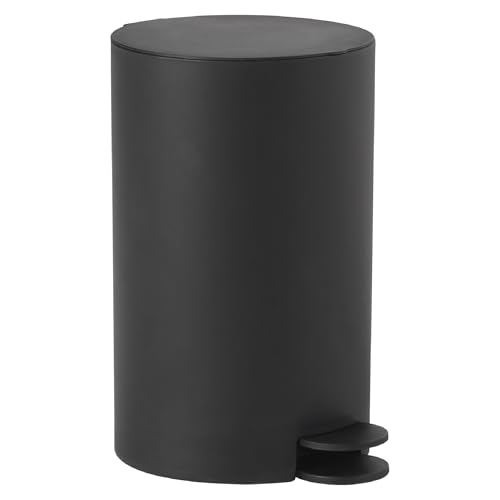 Gedy SHARON Papelera basura baño, 3L, con pedal y tapa, Resinas termoplásticas, Negro Mate, 15,8 x 19,5 x 25,4