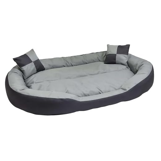 Hossi's Wholesale Hundebett waschbar mit Wendekissen, kuscheliges Hundesofa grau, Hundekorb Größe L 110x80x20cm