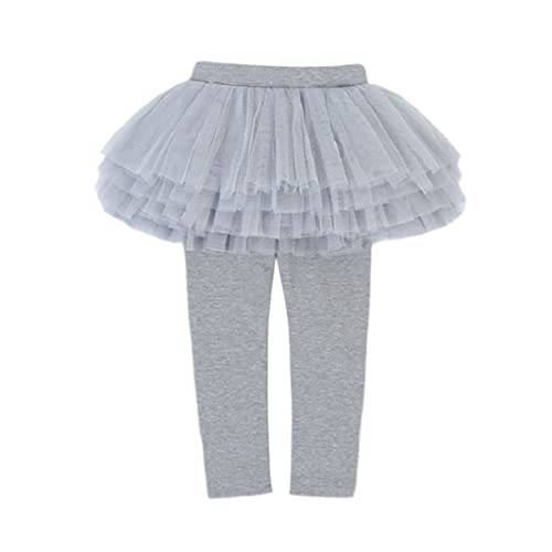 Baby Girls Footless Leggings Pants with Tulle Ruffle Mini Skirt Toddler Kids Lace Tutu Tights Pantskirt