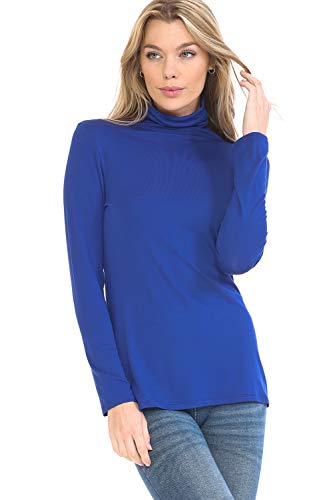 Image of Women's Lightweight Long Sleeve Turtleneck Top Pullover Sweater (S-3XL)