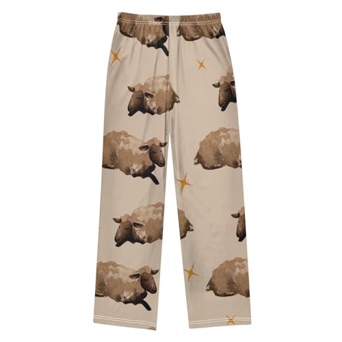 Watercolor Sheep Boys Pants Boys Athletic Pants Long Pant for Boywith Pockets Wide-Leg Size 6-14Y2