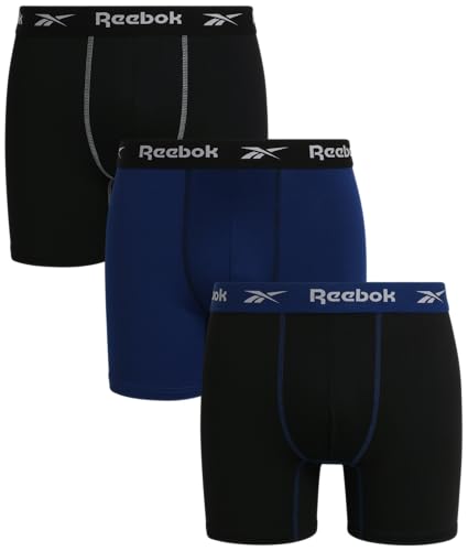 Reebok Mens Boxer Briefs - 3 Pack Stretch Moisture Wicking Mens Underwear with Contour Pouch Boxers for Men (Sizes: S-XL)