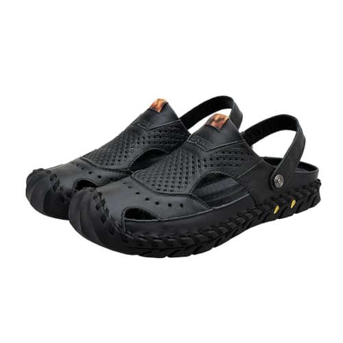 Men Two in one Oversized Cowhide Anti Slip Casual Water Wading Sports Hollow Breathable Toe Cap Beach Shoes