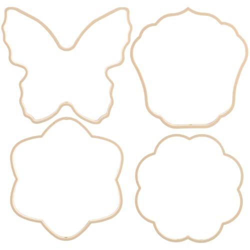 Hand Fan Hoop 4pcs Hand Fan Making Frame DIY Handheld Fan Hoop Butterfly Crown Flower Plum Blossoms Shape Wreath Hoop DIY Crafts Material Wreath Ring