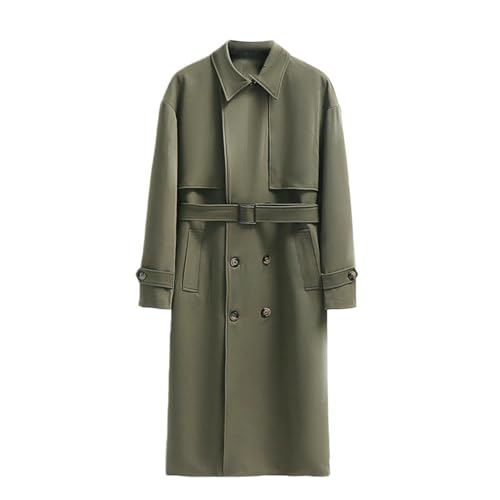 Gabardina larga para hombre estilo británico con doble botonadura en talla XXL para otoño