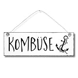 Kombüse - Küche Maritim Anker Dekoschild Türschild Wandschild aus Holz 10x30cm - Holzdeko Holzbild Deko Schild