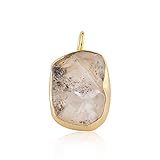 Herkimer diamond Gemstone Pendant Collet Setting Raw Gemstone Pedant Charms Birthstone Jewelry Necklace Connector December Birthstone