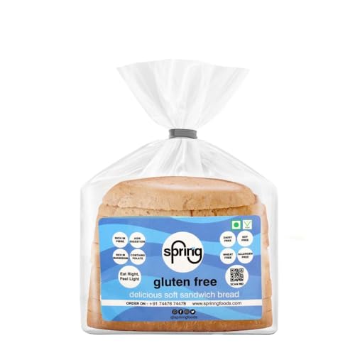 Image of Sprinng Gluten Free, 200 gm (Pack of 2), Low GI, Wheat Free, Maida Free, Lactose Free, Diabetic-friendly, Vegan, Allergen Free, Soy Free, Plain Bread, Certified Gluten-Free, Made in Celiac-Safe Facility.