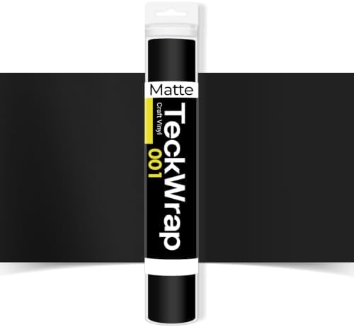 TECKWRAP 001 Vinyl Matte Permanent Adhesive Vinyl for Craft Decal Projects 12" x 10ft, Matte Ink Black