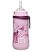 nip - Strohhalmbecher Straw Cup | Leichte, auslaufsichere Kindertrinkflasche mit Trinkhalm aus Silikon ab 12 Monaten. Einfach zu reinigen, 330 ml, Motiv Giraffe, rosa