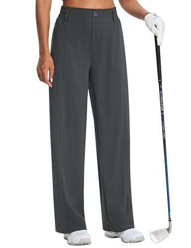 Women'S Wide Leg Golf Dress Pants 27'/29'/31' Flowy Travel Work Slacks Trousers Upf 50+ Business Casual Outfits Palazzo Pants Dark Grey