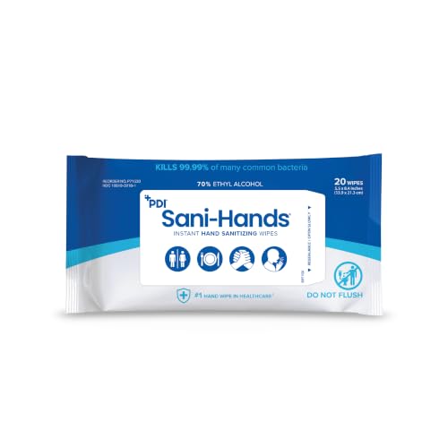 Image of Sani-Hands Hand Sanitizer Wipes, Ethyl Alcohol Wipes with Aloe and Vitamin E, Hand Sanitizer Travel, Home, Outdoor Use, 5.5 in x 8.4 in