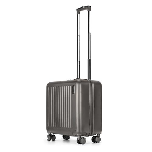 Image of Dusky Hard Top Trolley Bag 45cm with 15.4 inch Padded Laptop Compartment, 3 Dial Lock, Spinner Wheels, Cabin Size Lightweight Overnighter Travel Luggage Suitcase (Grey)