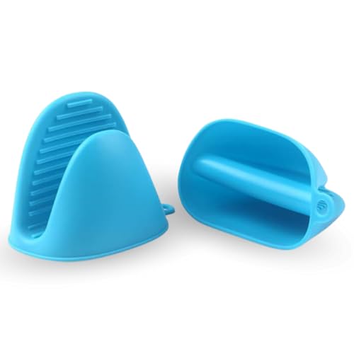 Manoplas guantes silicona para horno, Guantes térmicos de Silicona, Mini Manoplas Horno, Manoplas para Airfryer y para barbacoa, Utensilios de cocina, Slicona, 2 unidades, Azul
