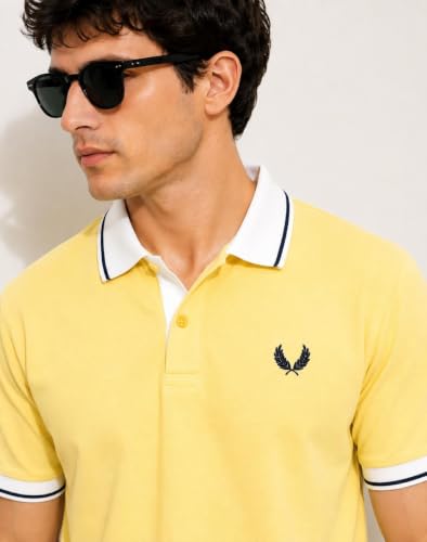 Image of Mens Pique Polo T-Shirt | Cotton Rich, Smart Fit Polo with Embroidered Logo | Casual & Sports Wear | Polo T-Shirt for Men