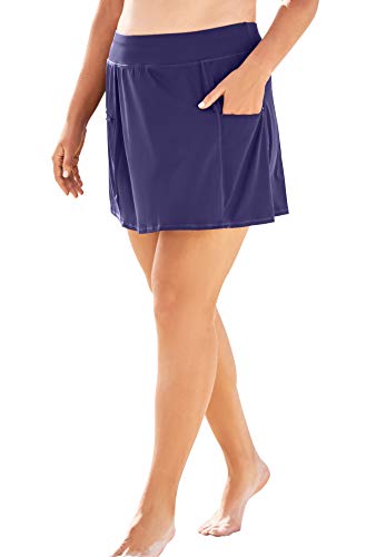 Swimsuits For All Swim 365 Women's Plus Size Zip-Pocket Swim Skort - 20, Navy